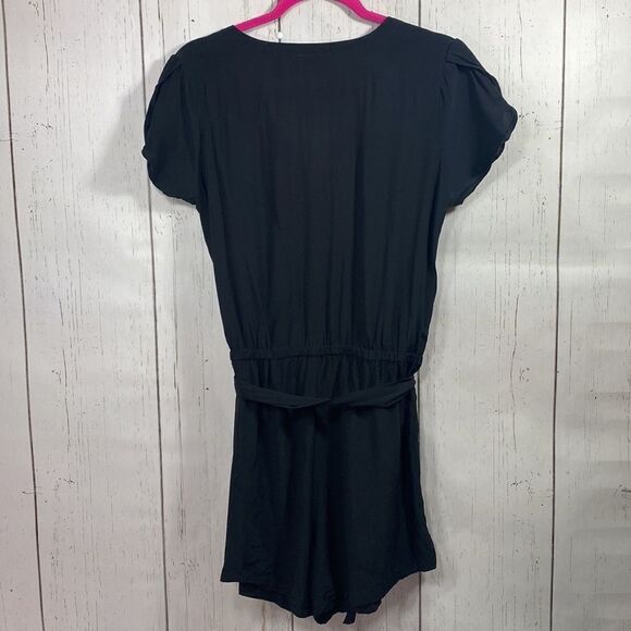 Loft Womens Black Beachy Short Sleeve Tie Romper - Picture 14 of 14